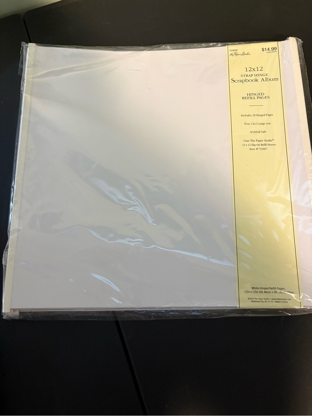 12x12 White Scrapbook Album Refill Pages - Pack of Hinged Pages